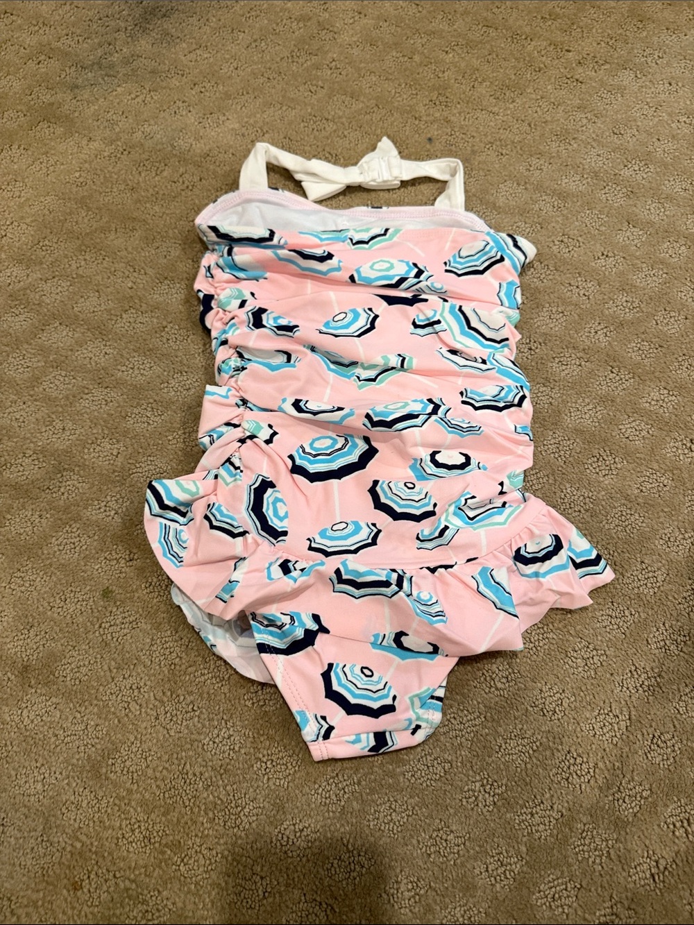 Janie and Jack Pink Blue Patterned Swimsuit Top